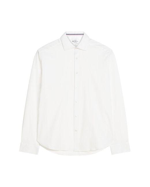 Ben Sherman White Stretch Sateen Plain Shirt In for men