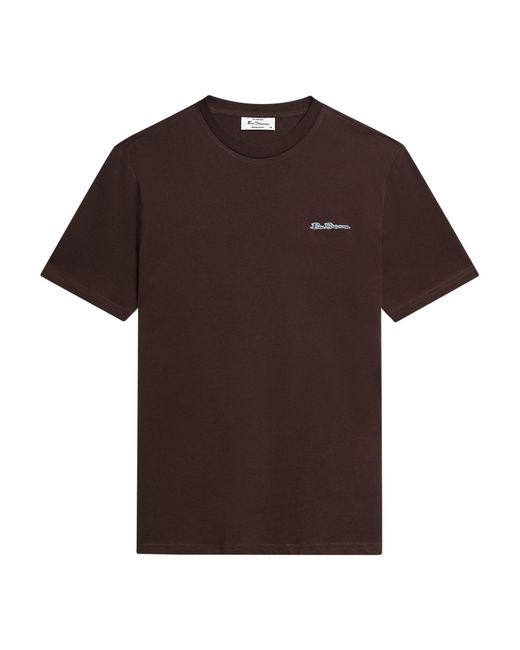 Ben Sherman White Short Sleeve Signature Tshirt In Dark Brown for men