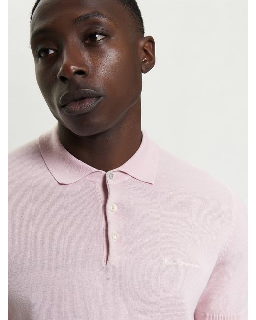 Ben Sherman Blue Short Sleeve Signature Knitted Polo for men