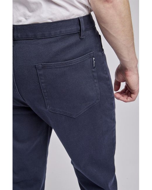 Ben Sherman Blue 5 Pocket Twill Trousers In for men