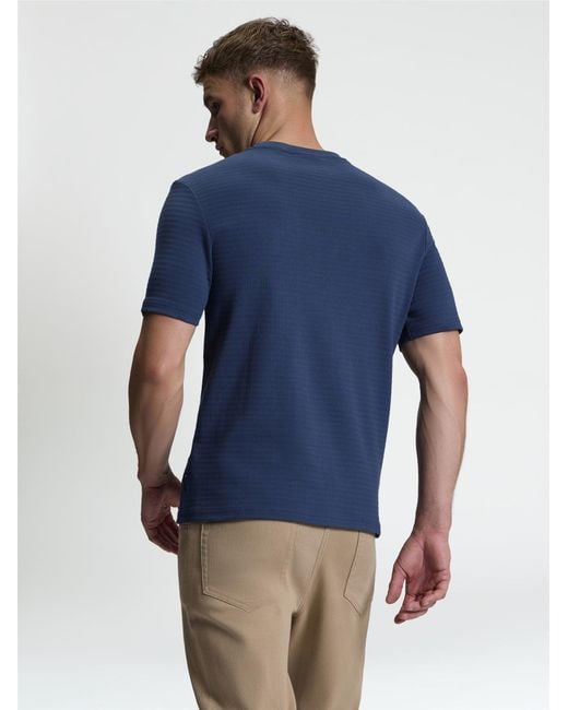 Ben Sherman Short Sleeve Jacquard Tshirt In Blue Denim for men