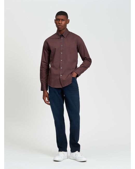Ben Sherman Red Long Sleeve Split Spot Print In Brown for men