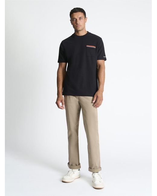Ben Sherman Blue Pique Pocket Tee In Black for men