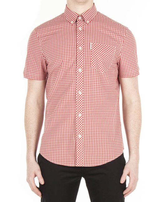 Ben Sherman Red Short Sleeve Core Gingham Shirt for men