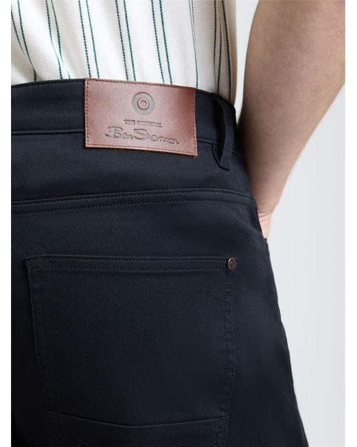 Ben Sherman Blue 5 Pocket Bedford Trousers In Black for men