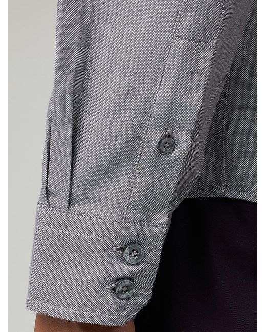 Ben Sherman Gray Long Sleeve Oxford Shirt In Grey for men