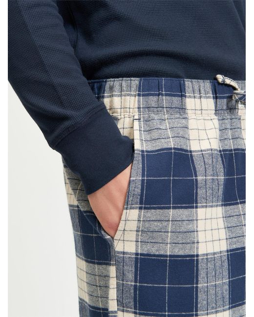 Ben Sherman Blue Brushed Oversized Tartan Trouser In Mid Grey for men