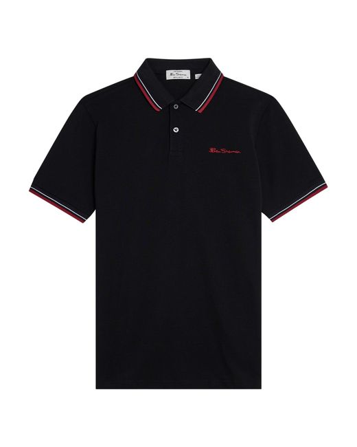 Ben Sherman Blue Short Sleeve Signature Pique Polo In Black for men