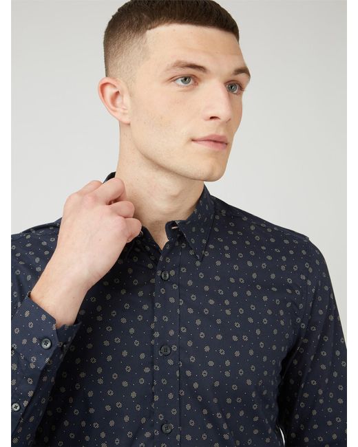 Ben Sherman Blue Scattered Spot Print Shirt for men