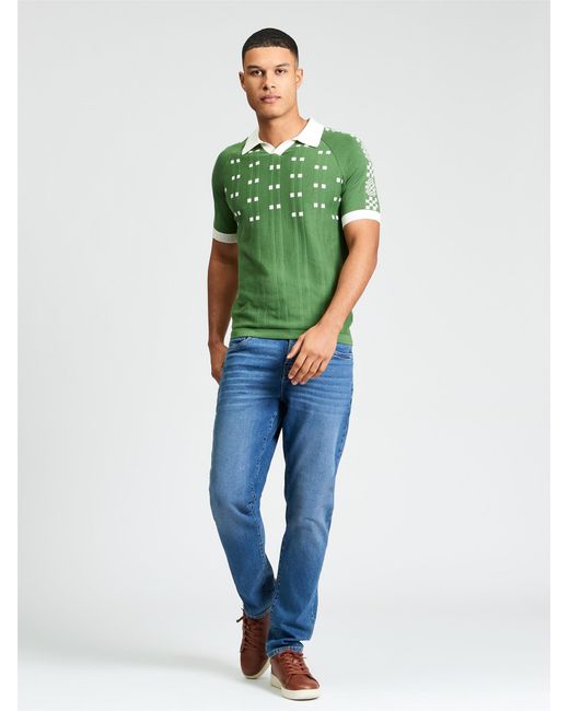 Ben Sherman Short Sleeve Retro Sport Open Neck Knitted Polo In Fraser Green for men
