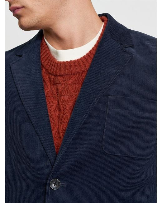 Ben Sherman Blue Corduroy Blazer In Dark Navy for men