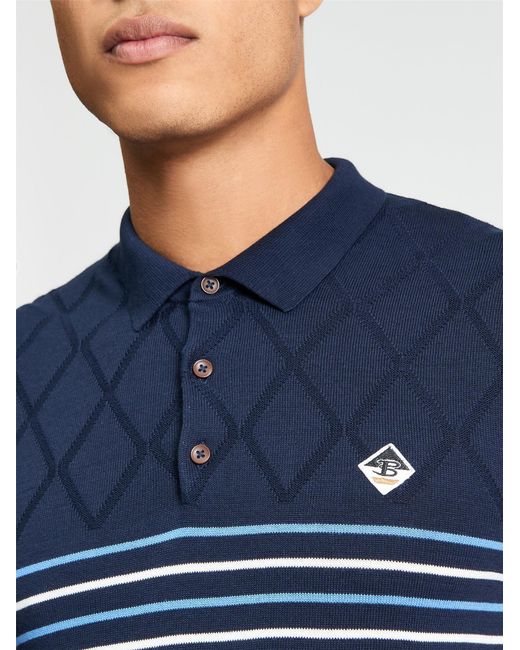 Ben Sherman Blue Short Sleeve Texture Sport Knitted Polo In for men