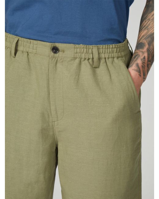 Ben Sherman Green Linen Blend Trouser for men
