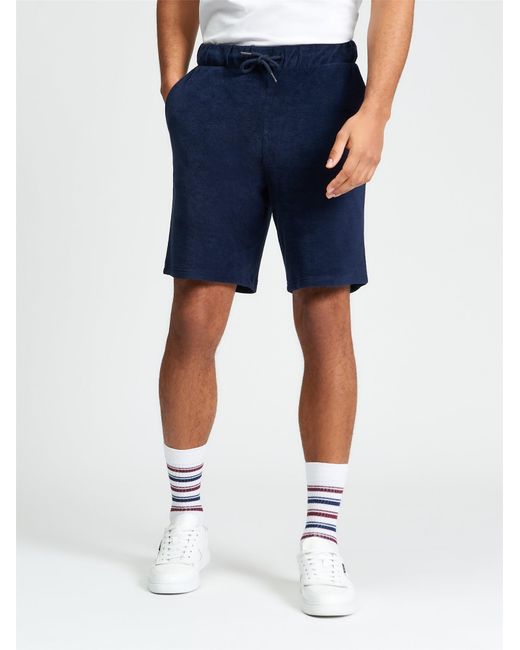 Ben Sherman White Towelling Short In Dark Navy for men