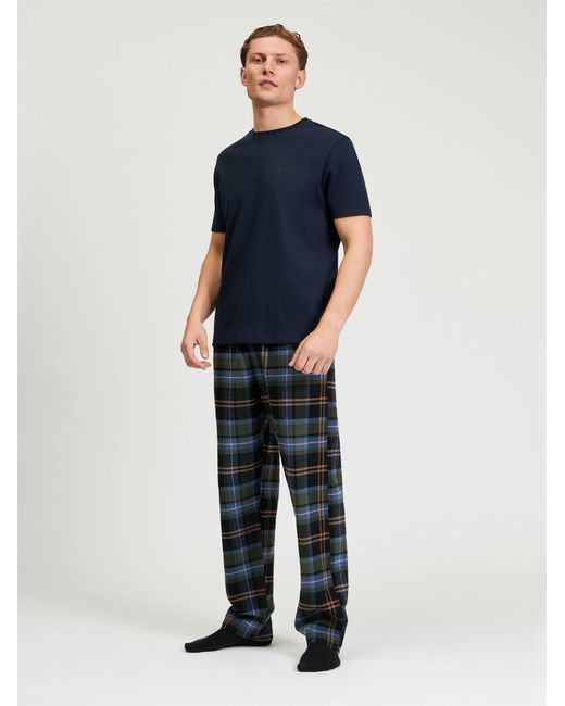 Ben Sherman Black Brushed Oversized Tartan Trouser In Camouflage for men