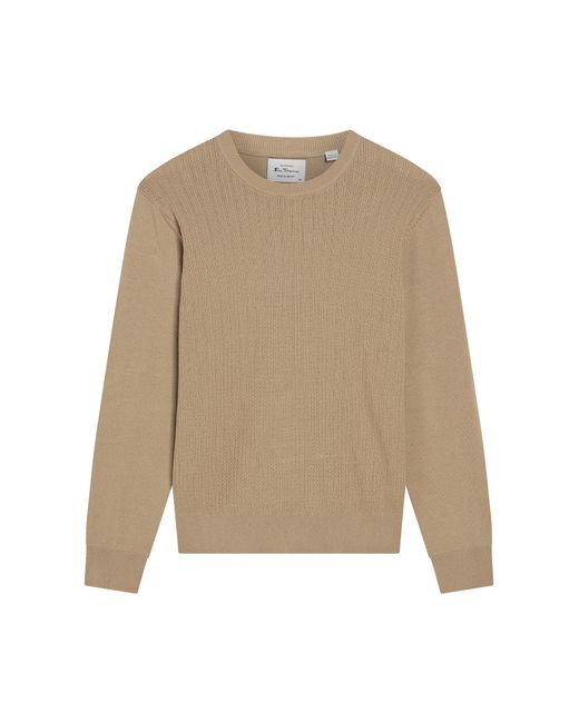 Ben Sherman White Textured Front Crew In for men