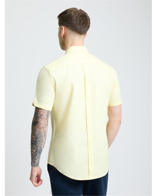 Ben Sherman Blue Short Sleeve Oxford Shirt In Corn for men