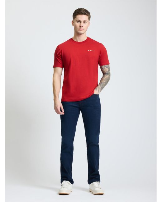Ben Sherman Red Navy Overdye Straight Fit Jean In Blue Black Denim for men