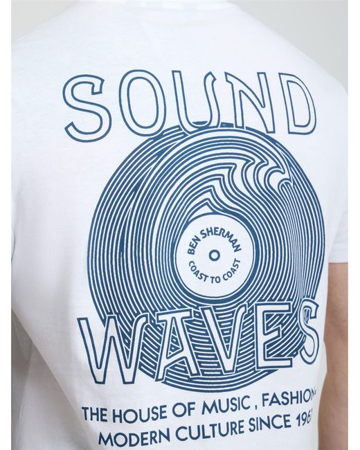 Ben Sherman Blue Ocean Record Tee In White for men