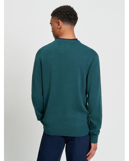 Ben Sherman Blue Textured Front Crew In for men