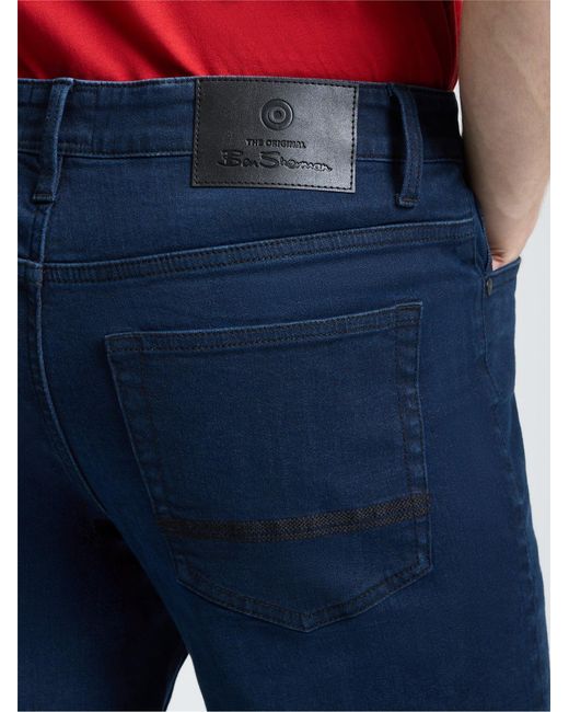 Ben Sherman Red Navy Overdye Straight Fit Jean In Blue Black Denim for men