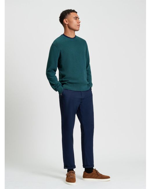 Ben Sherman Blue Textured Front Crew In for men