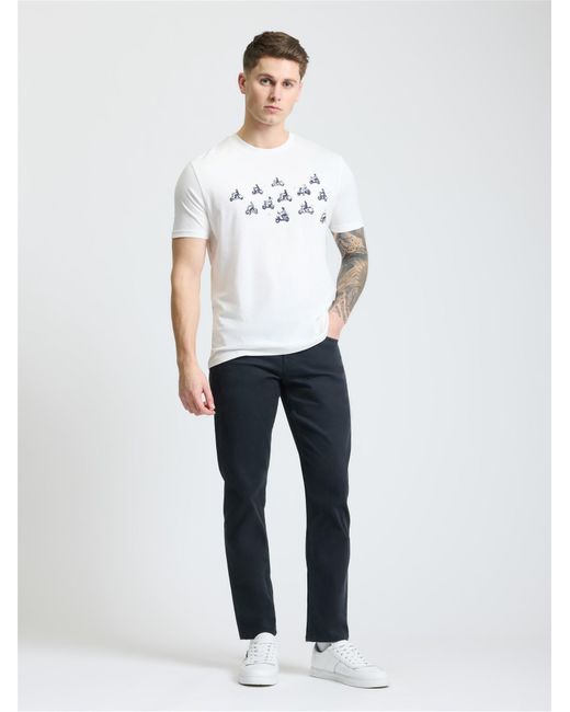 Ben Sherman Blue 5 Pocket Bedford Trousers In Charcoal for men