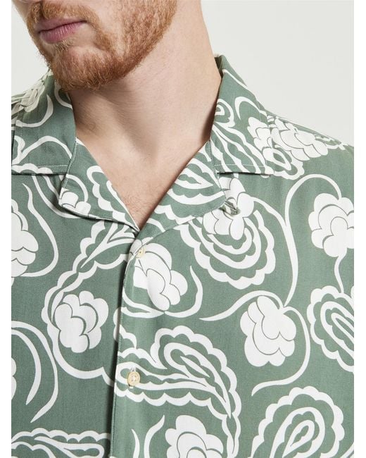 Ben Sherman White Short Sleeve Paisley Swirl Shirt In Pale Khaki for men