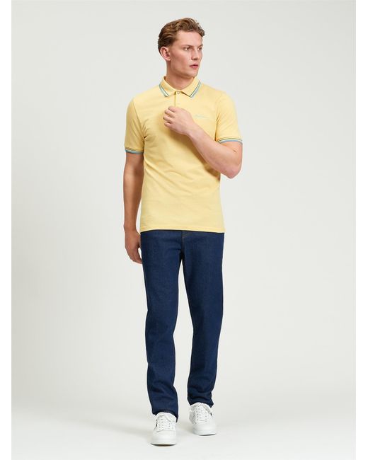 Ben Sherman Yellow Short Sleeve Signature Pique Polo In Butterscotch for men