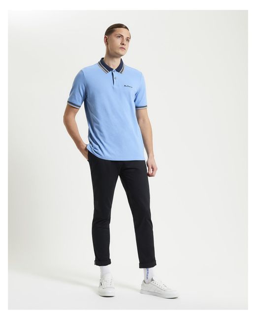 Ben Sherman Blue House Collar Logo Polo for men