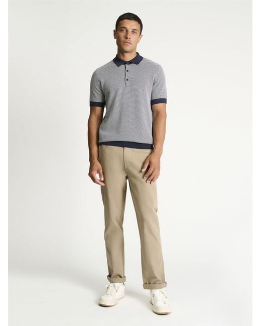 Ben Sherman Natural Two Tone Button Through Knitted Polo In for men