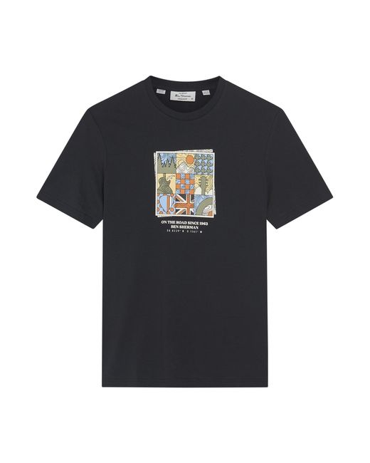 Ben Sherman Blue Retro Adventure Tee In Black for men