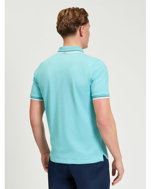 Ben Sherman Blue Short Sleeve Signature Pique Polo In Turquoise for men