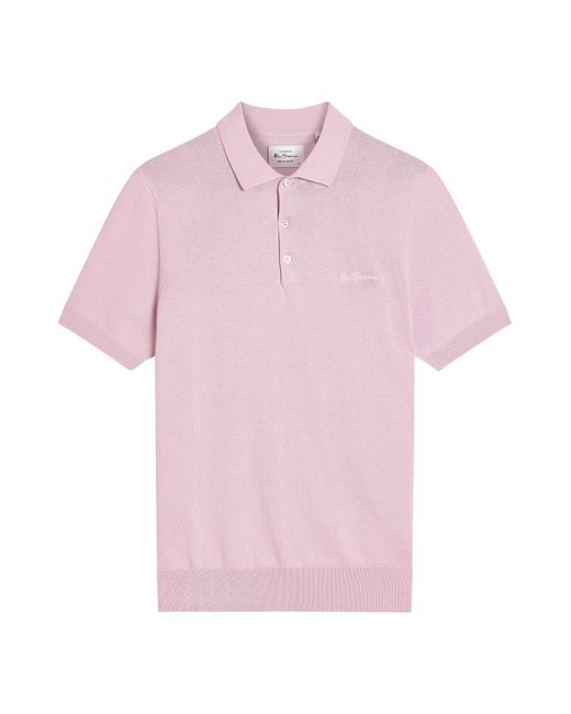 Ben Sherman White Signature Short Sleeve Polo In Lilac for men