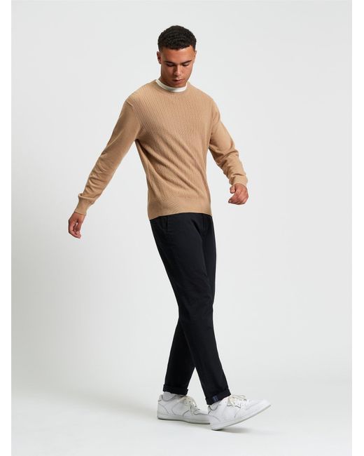 Ben Sherman White Textured Front Crew In for men