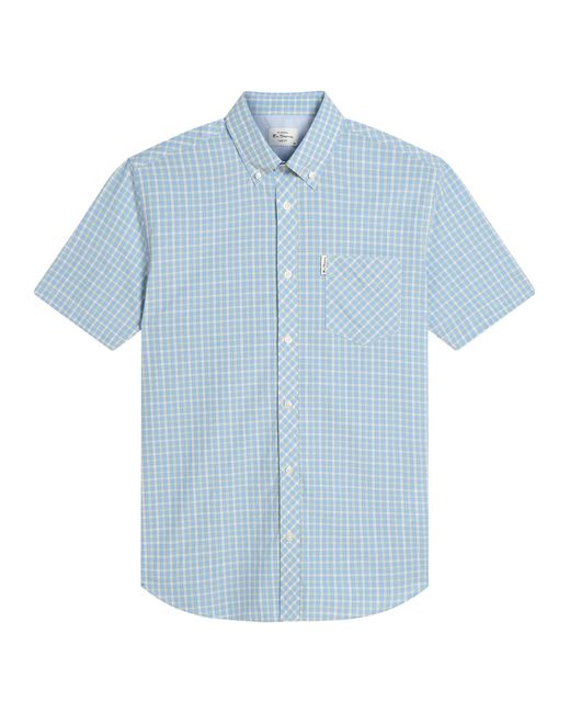 Ben Sherman Short Sleeve House Check In Lake Blue for men