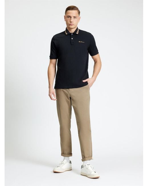 Ben Sherman Blue Collar Interest Polo In Black for men