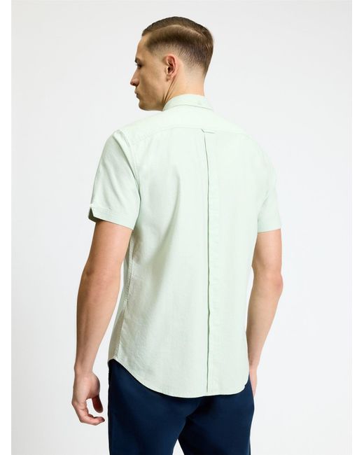 Ben Sherman White Short Sleeve Signature Oxford Shirt In Pistachio for men