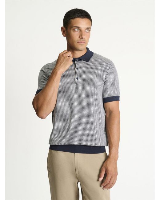 Ben Sherman Natural Two Tone Button Through Knitted Polo In for men