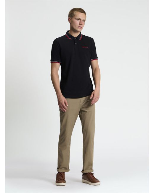 Ben Sherman Blue Short Sleeve Signature Pique Polo In Black for men