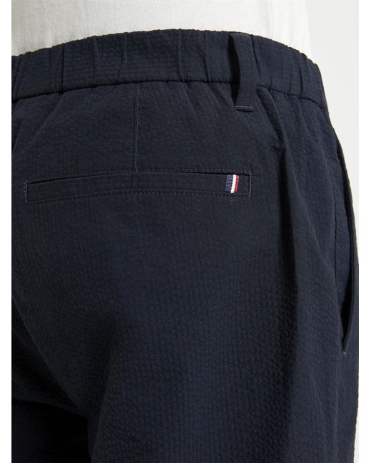 Ben Sherman Blue Seersucker Trousers In Midnight for men