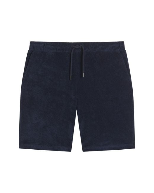 Ben Sherman White Towelling Short In Dark Navy for men
