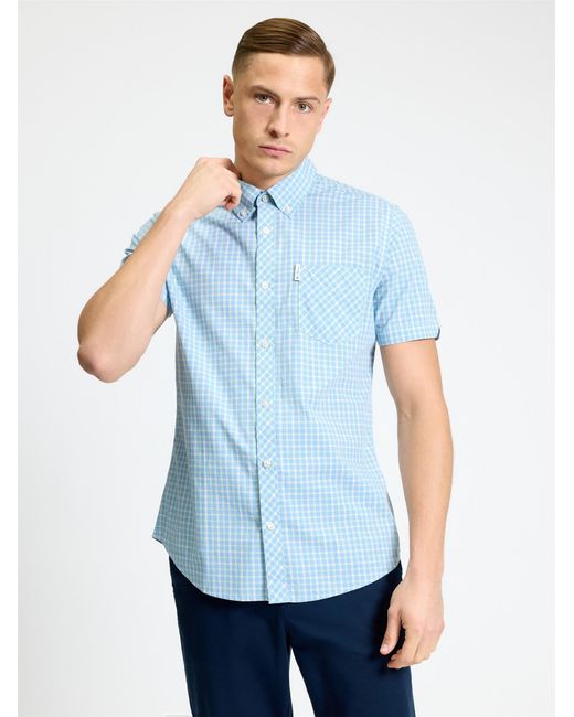 Ben Sherman Short Sleeve House Check In Lake Blue for men