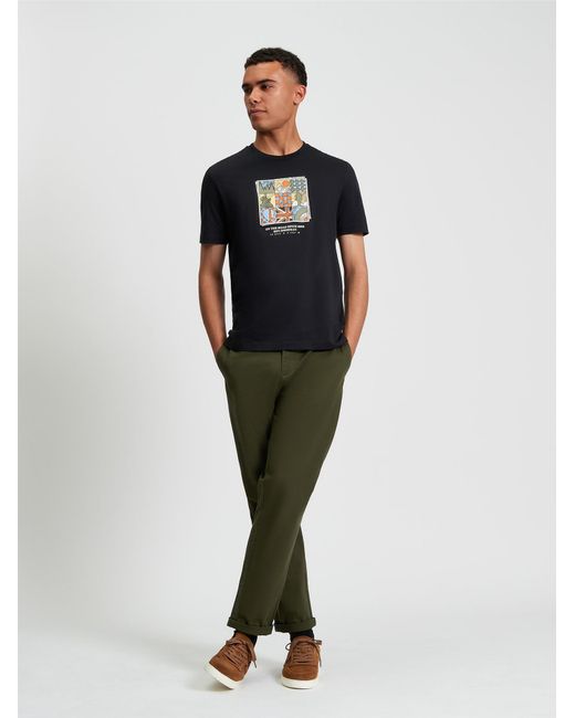 Ben Sherman Blue Retro Adventure Tee In Black for men
