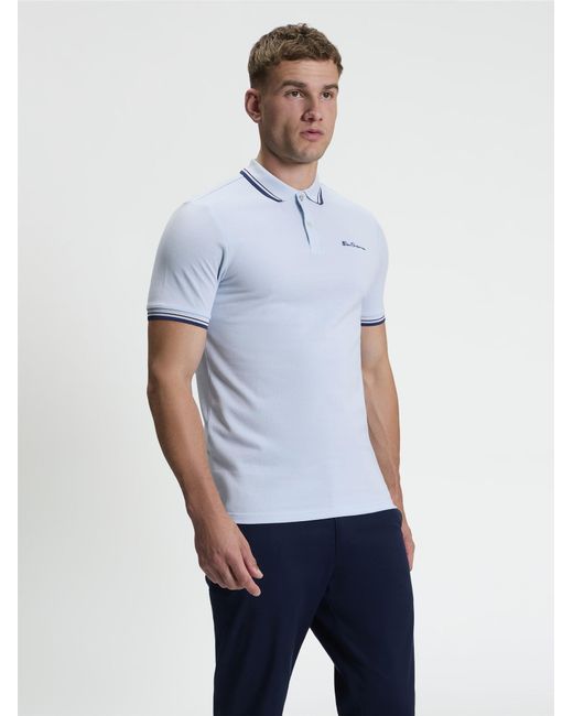 Ben Sherman Short Sleeve Signature Pique Polo In Blue Shadow for men