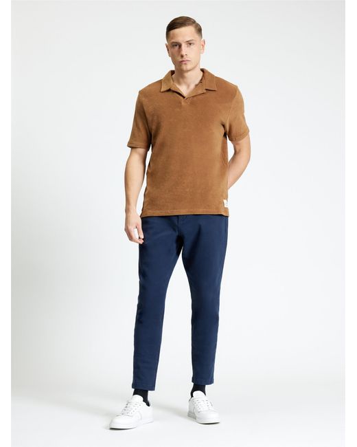 Ben Sherman Blue Short Sleeve Towelling Polo In Light Brown for men