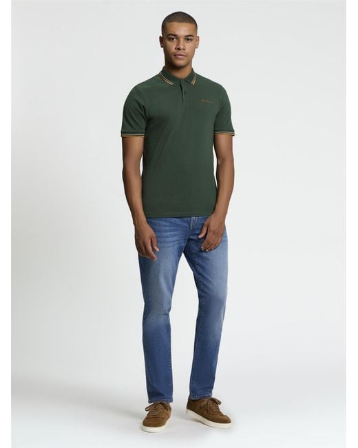 Ben Sherman Short Sleeve Signature Pique Polo In Bottle Green for men