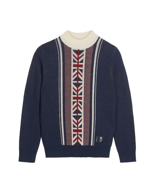 Ben Sherman Blue Team Gb Crew Neck Jumper In Dark Navy for men