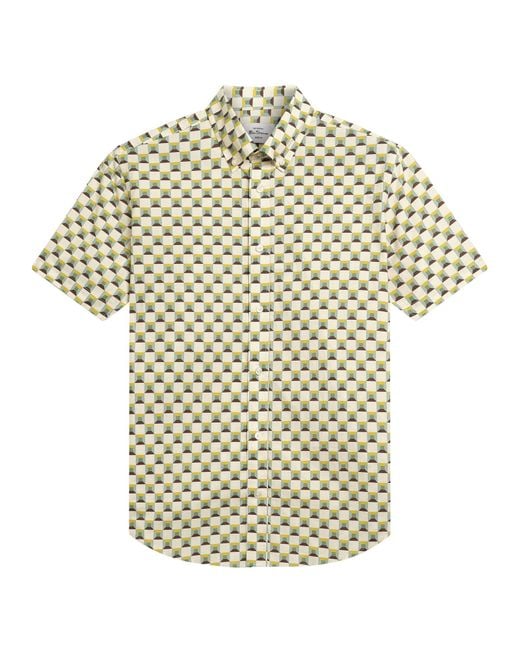 Ben Sherman Green Short Sleeve Retro Geo Print Shirt In Sage for men