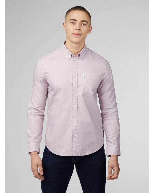 Ben Sherman Purple Organic Oxford Long Sleeve Shirt for men